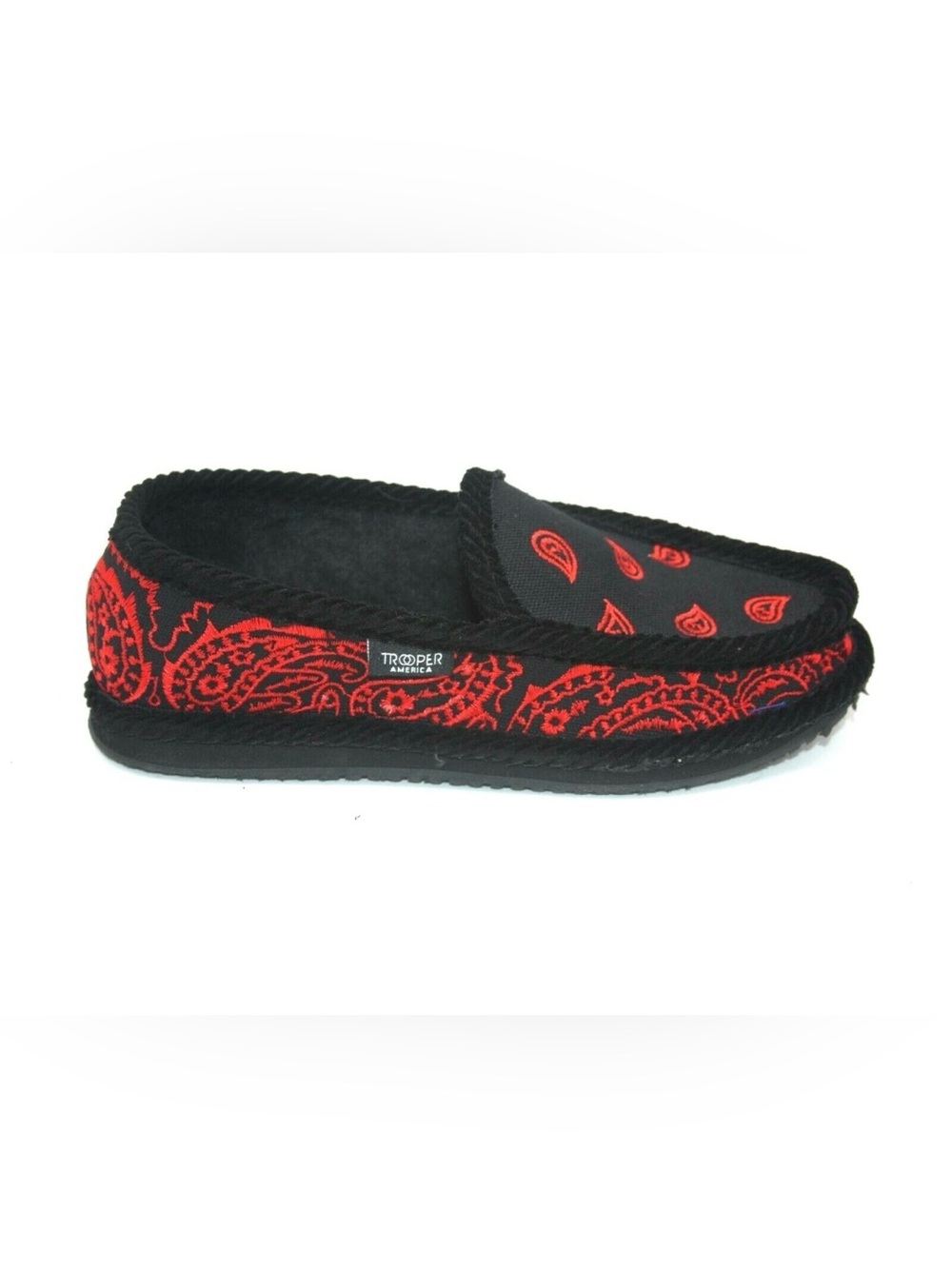 Trooper America Unisex Bandana Paisley Slip On Shoes BLACK/RED Mens 7/ Women’s 9